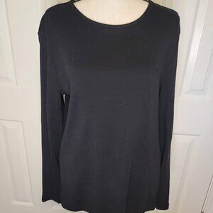 Lauren Ralph Lauren Black Long Sleeve Cotton Top – Size L